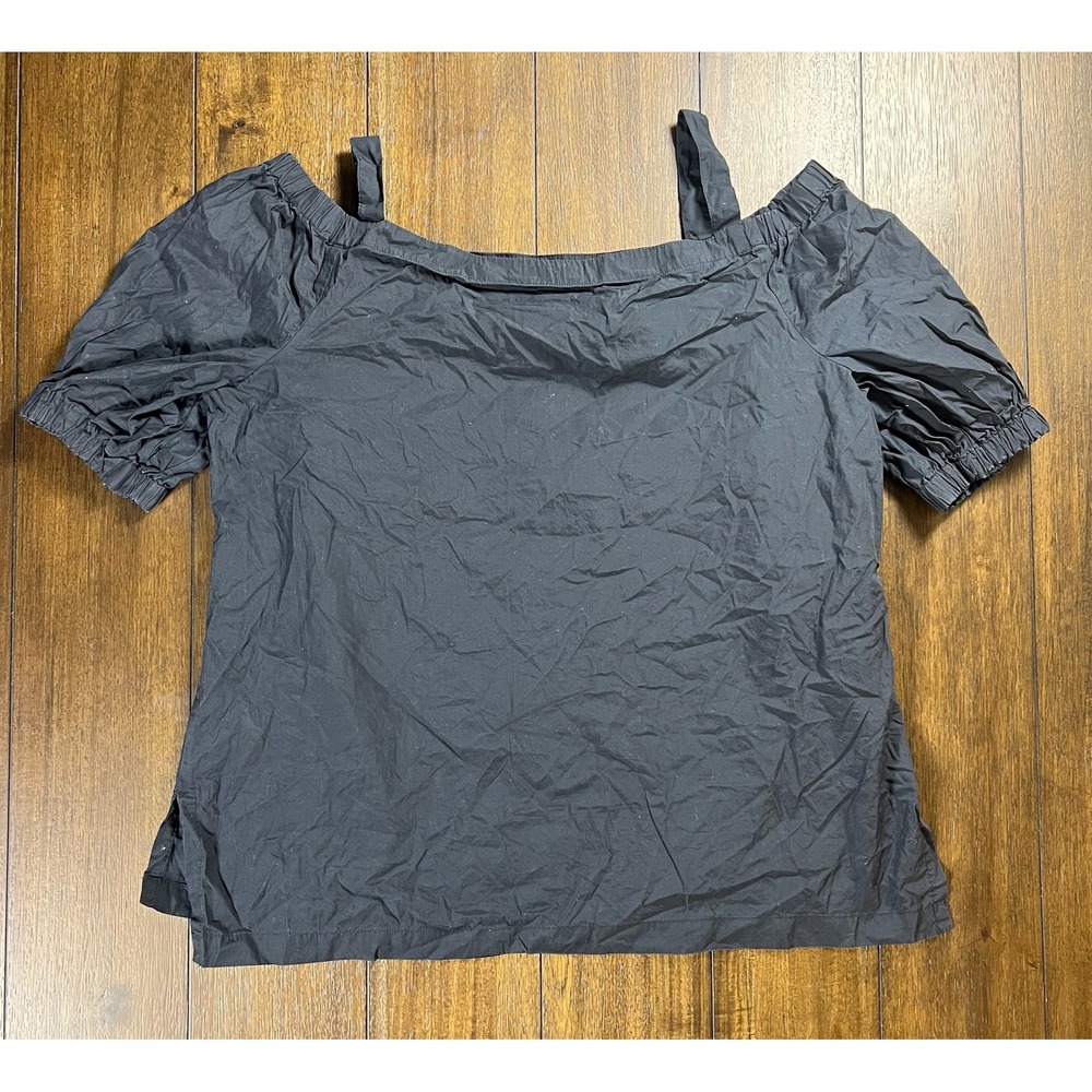 Lauren Ralph Lauren Black Cold Shoulder Puff Sleeve Top Plus Size 1X